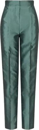 Emporio Armani Silk Blend Broeken - Dames - Slim Fit Broeken - Groen - S - Broeken