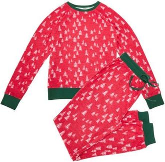 Dearfoams 2 Piece Holiday Trees Pajama Set in Red at Nordstrom, Size Xx-Large