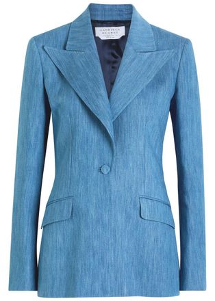 Gabriela Hearst Leiva Cotton-blend Designer Blue Blazer UK6/XS - 38 (UK6 / XS)