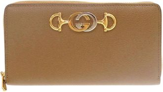 Gucci Brown Leather Long Wallet (Bi-Fold) (Pre-Owned)