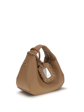 Ganni Womens Hobo Handbag Tawny Birch Recycled Polyester Handbags Hand Bags