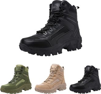 Generic Hiking Boots for Mens Ankle High Top Waterproof Boots with Side Zipper Lightweight Non-Slip Lace-up Walking Booties Outdoor Camping Trekking Hiking Fo