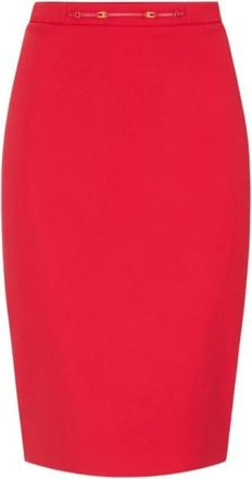 Elisabetta Franchi Crepe Stretch Kokerrok met Juweelsluiting - Dames - Kokerrokken - Rood - XS - Polyester - Rokken
