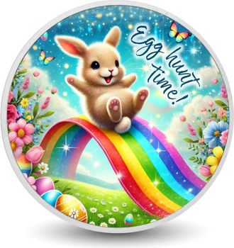 OEM Hora De La B&uacute;squeda De Huevos: Moneda De Plata Rainbow Bunny Joyride De 1 Oz
