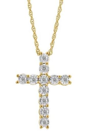 Effy Diamond Cross Pendant Necklace in Yellow Gold at Nordstrom Rack
