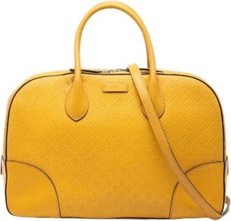Gucci Pre-owned Weekend Bags, female, Yellow, Size: ONE SIZE Pre-owned Leather Weekend Bag