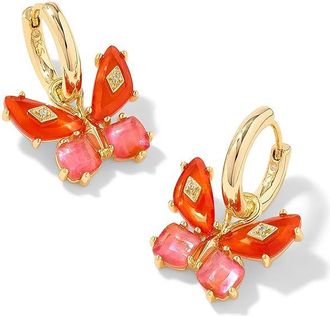 Kendra Scott Bianca Butterfly Huggie Womens Earrings Earring Gold Orange Mix, Brass/Cubic Zirconia