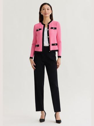 Misook Heritage Eyeleted Recycled Knit Jacket in Pink at Nordstrom, Size Xx-Large