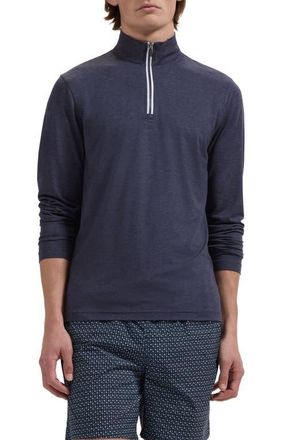 Bugatchi M&eacute;lange Quarter Zip Pullover in Navy at Nordstrom, Size Xx-Large