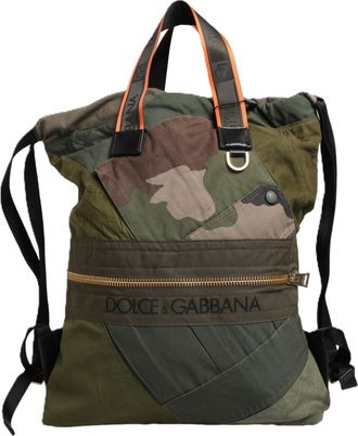 Dolce & Gabbana Military Green Patchwork Rucksack Backpack Borse Men Mens Bag