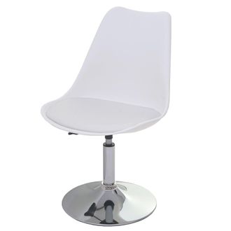 Hhg Nunca Usado] Juego De 2 Sillas Giratorias Malm&ouml; T501, Silla De Cocina, Altura Regulable, Polipiel, Blanco, Base Cromada