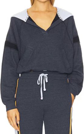 Sundry Half Placket Hoodie In Deep Navy
