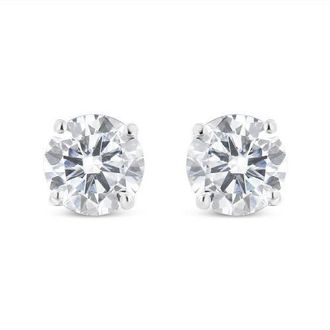 House of Brilliance Silver 1-1/2 Cttw Black Diamond Stud Earrings in White at Nordstrom