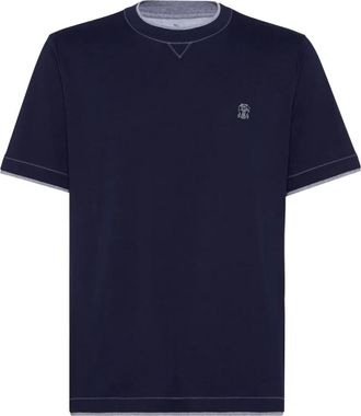 Brunello Cucinelli T-shirt con logo - Blu