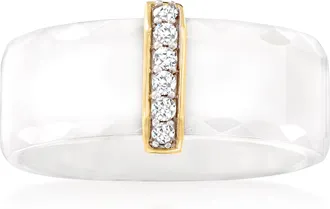Ross-Simons White Ceramic and Diamond Ring With 14kt Yellow Gold