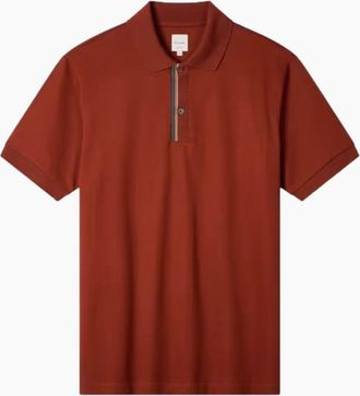 Paul Smith Mens Paul Smith Signature Stripe Trim Polo Shirt 18 LTRUS - Brown - Size: 38