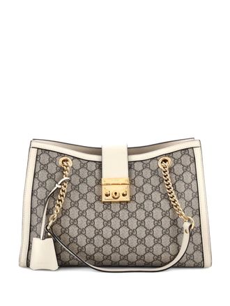 Gucci Padlock Chain GG Coated Canvas with Leather Medium tote bag - women - Fabric/Leather - One Size - White