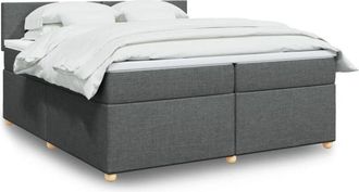 vidaXL Vidaxl - Cama Box Spring Con Colch&oacute;n Tela Gris Oscuro 200x200 Cm