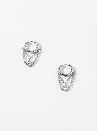 Simons Womens Chain Hoop Earrings