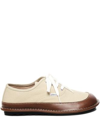 Loewe Bay lace-up leather-trimmed shoes - Neutrals
