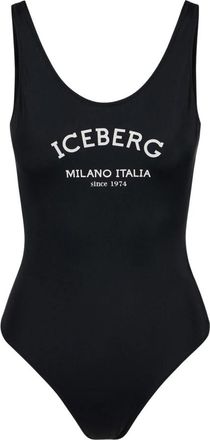 Iceberg Zwarte Olympische-stijl badpak met Iceberg logo - Dames - Badpakken - Zwart - M - Badmode