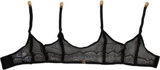 Dolce & Gabbana Black Floral Lace Nylon Strap Garter Womens Underwear