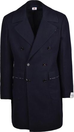 LUIGI BORRELLI NAPOLI Dubbele-breasted jas - Heren - Mantel - Blauw - L - Wol - Jassen