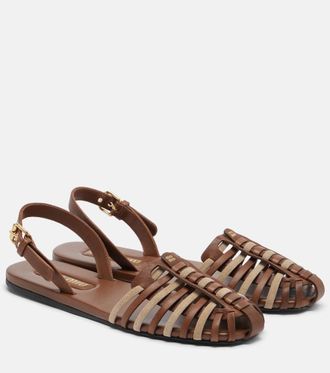 Miu Miu Leather and suede slingback fisherman sandals