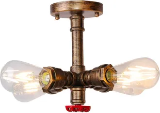 OEM Plafonnier E27 - Suspension Conduite DEau - 4 Douilles - Pour Cuisine Caf&eacute; Chambre Salon Bureau - Bronze