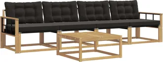 vidaXL Conjunto De Sof&aacute;s De Exterior 5 Uds. Blanco Y Negro Vidaxl