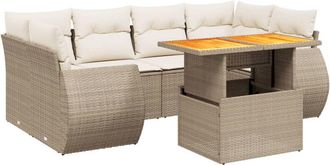 vidaXL Vidaxl - Set Sof&aacute;s De Jard&iacute;n 7 Piezas Y Cojines Rat&aacute;n Sint&eacute;tico Beige