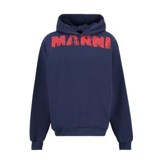 Marni Hoodies & sweatvesten, Heren, Blauw, S, Katoen, Hooded Sweatshirt