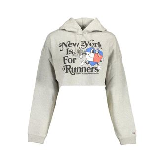 Tommy Hilfiger Hoodies & sweatvesten, Dames, Grijs, XL, Katoen, Grigio Katoenen Sweatshirt