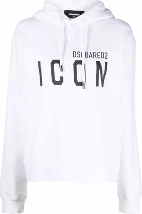 Dsquared2 Icon-print Katoenen Hoodie - Dames - Hoodies - Wit - S - Katoen - Hoodies & sweatvesten
