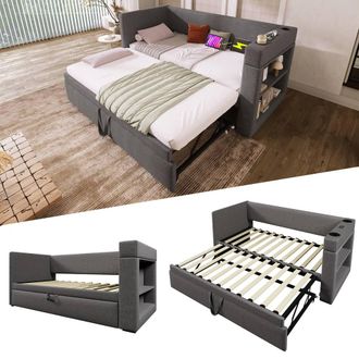 Matteo Single Sofa Bed with USB &Type C Charging Station in Grey