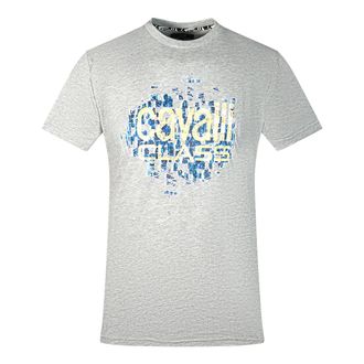 Cavalli Gradiënt Schalen Design Logo Grijze T-Shirt