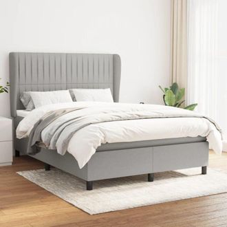 vidaXL Vidaxl - Cama Box Spring Con Colch&oacute;n Tela Gris Claro 140x200 Cm