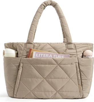 Generic Laptop Tote Bags for Women, Lightweight Puffer Purse for School, Large Work Handbags Ladies Tote Bag with Zip, Quilted Shoulder Bag for College Shoppi