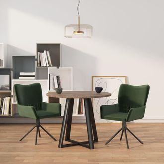vidaXL Vidaxl - Sillas De Comedor Giratorias 2 Unidades Terciopelo Verde Oscuro