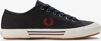 Fred Perry Mens Fred Perry B708 Vintage Tennis Canvas Mens Navy/Red Trainers - Blue - Size: 11