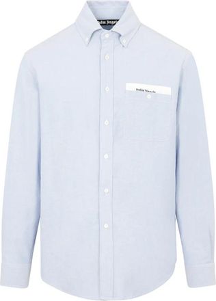 Palm Angels Casual Shirt - Heren - Casual Overhemden - Blauw - S - Katoen - Overhemden