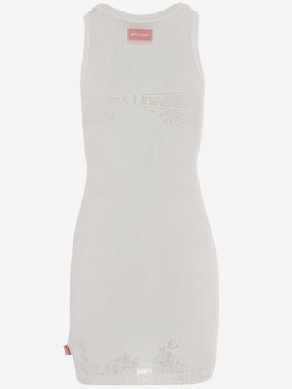 Diesel Lace-Trimmed Ribbed Cotton Dress - White