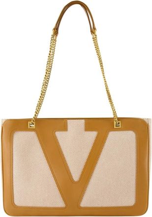 Valentino Garavani Viva Superstar Medium Tote Bag - Dames - Schoudertassen - Bruin - ONE Size - Katoen - Tassen