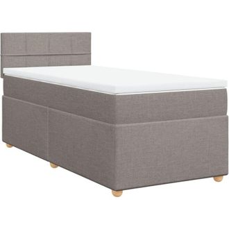 vidaXL Cama Box Spring Con Colch&oacute;n Tela Gris Taupe 90x200 Cm Vidaxl
