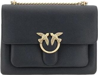 Pinko Love Shoulder Bag Iconic Detail - Dames - Schoudertassen - Zwart - ONE Size - Leer - Tassen