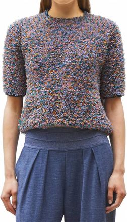 Molli Desperado Textured Elbow Top In Indigo Multi