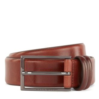 HUGO BOSS Mens Accessories Leather Pin Buckle Belt in Medium Brown - Size 85 cm