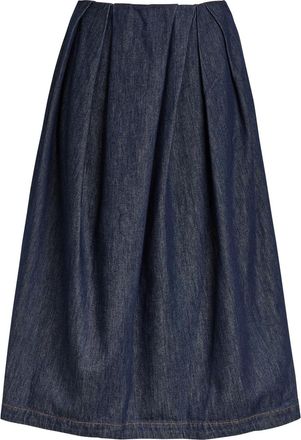 Dries Van Noten Sonista Inverted-pleat Washed Cotton Midi Skirt - Indigo - 38 (UK10 / S)