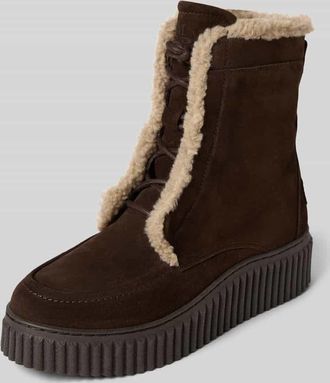 Marc O'Polo Stiefeletten aus reinem Rindsvelours in Dunkelbraun, Gr&ouml;&szlig;e 36