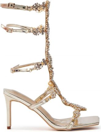 Azalea Wang Azalea Wang - Jonquil - Sandali con tacco color oro decorati